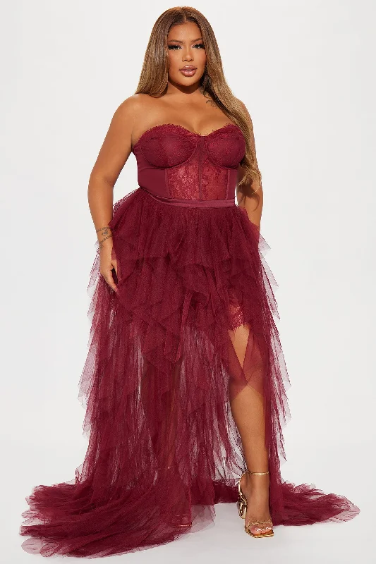 Anastasia Tulle Maxi Dress - Wine