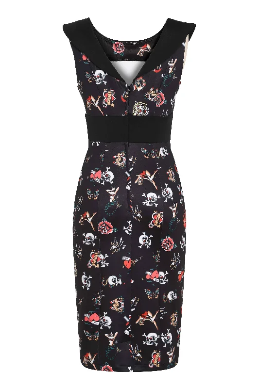 Darla Old School Tattoo Wiggle Dress