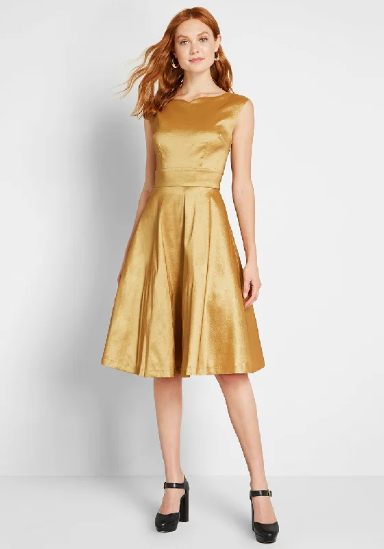 Fantastic Satin Fit and Flare Dress