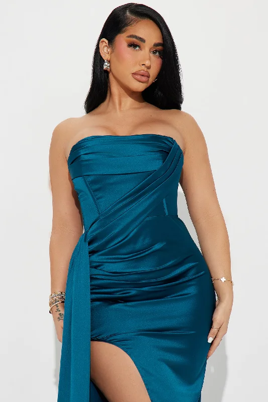 Janelle Satin Gown - Teal