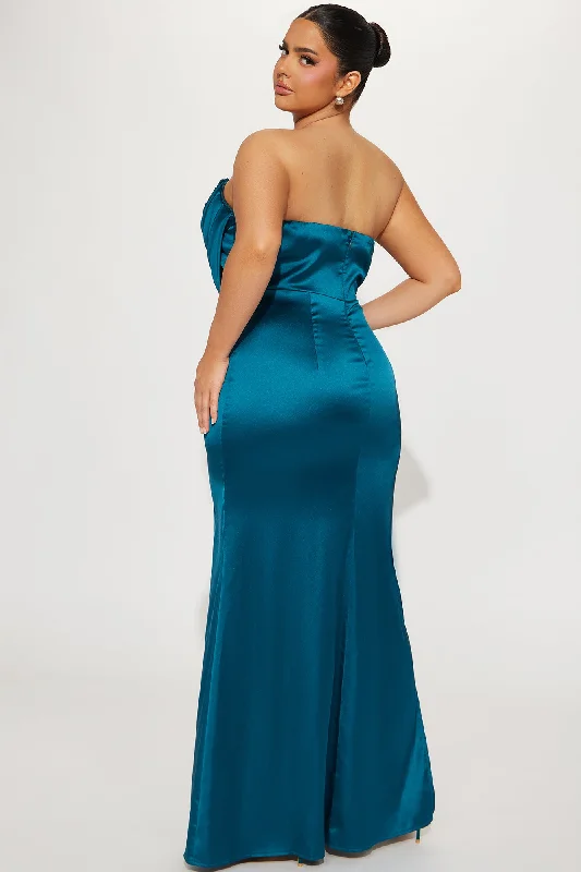 Janelle Satin Gown - Teal