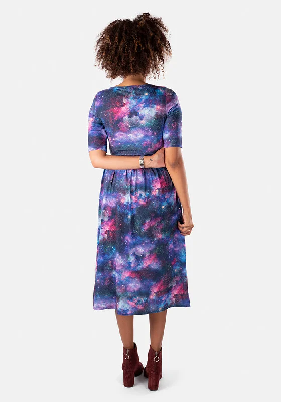 Themis Galaxy Print Midi Dress