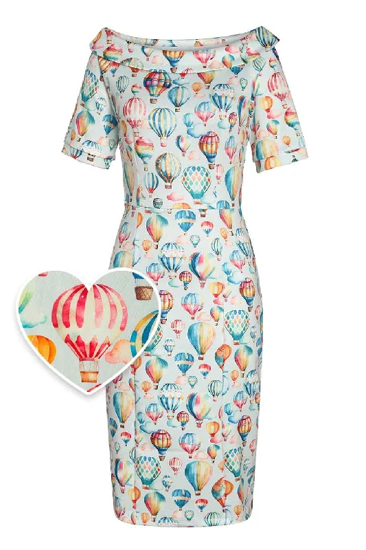 Valerie Hot Air Balloon Fitted Off Shoulder Dress