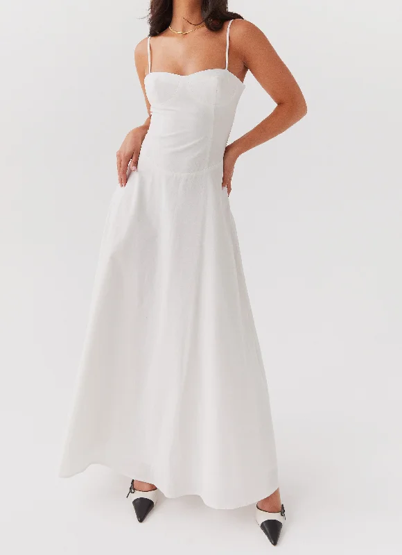 Angelina Linen Maxi Dress - White