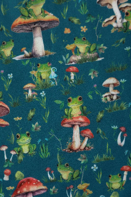 Billie Green Frog & Mushroom Print Dress