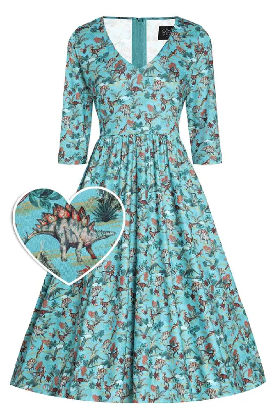 Billie Turquoise Dinosaur Dress