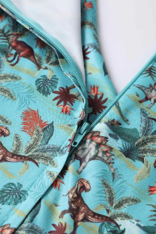 Billie Turquoise Dinosaur Dress