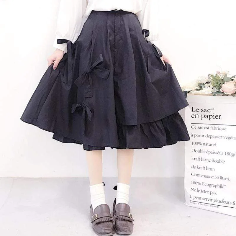 Bowknot Two-Layered Iregular Bubble A-line Skirt