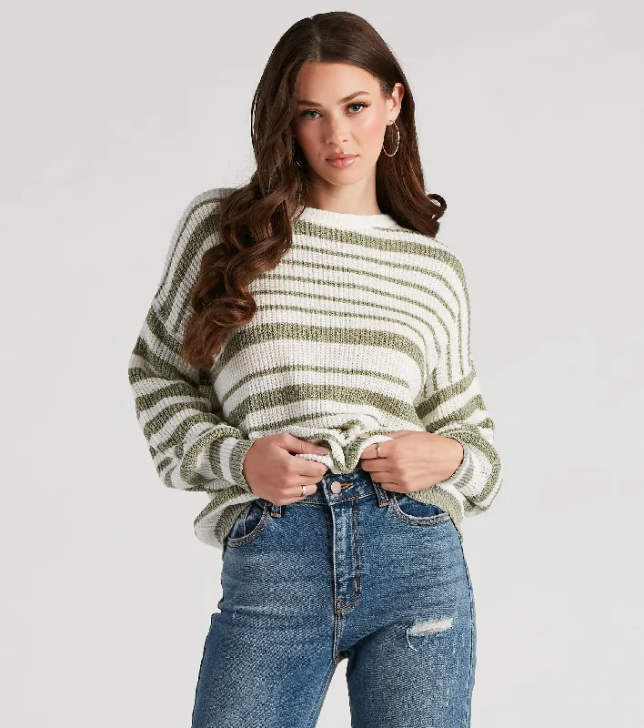 Casual Cute Striped Oversized Sweater