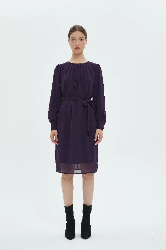 CHIFFON SHIFT DRESS -  EGGPLANT byMM