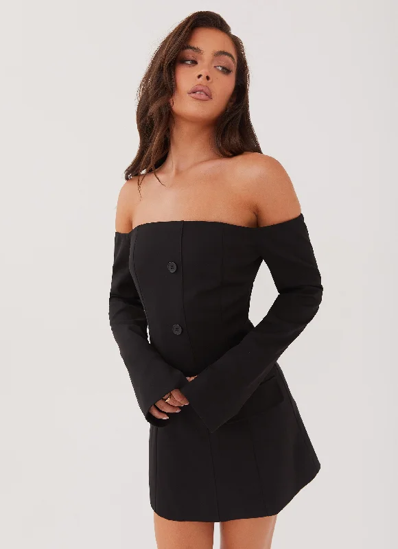 Dominique Blazer Mini Dress - Black