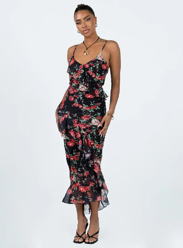 Ellian Maxi Dress Black / Multi