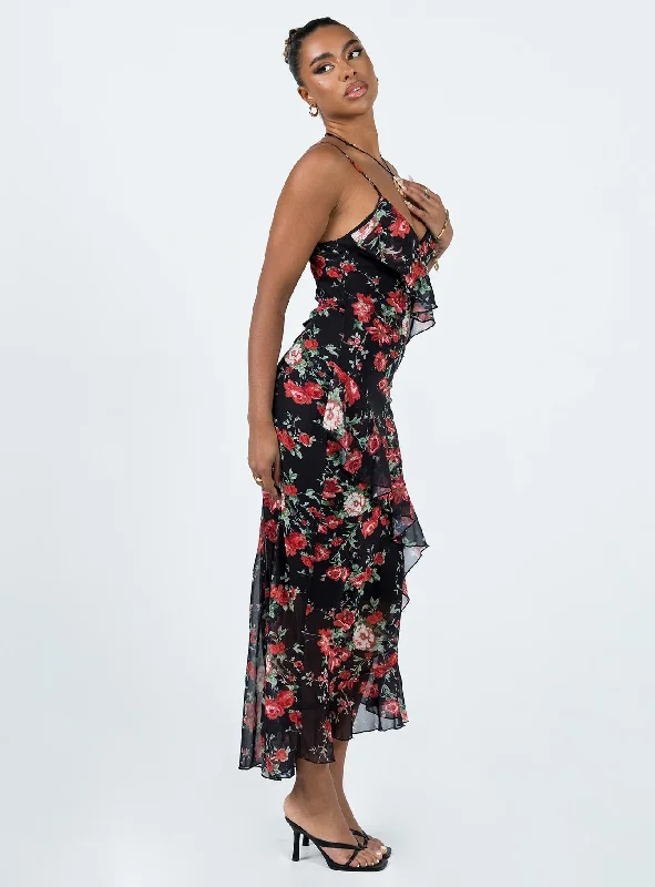 Ellian Maxi Dress Black / Multi