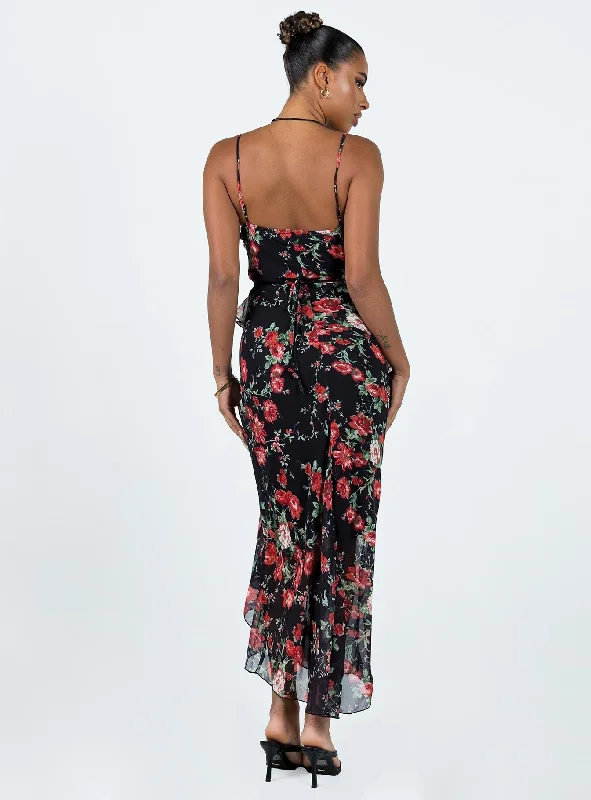 Ellian Maxi Dress Black / Multi