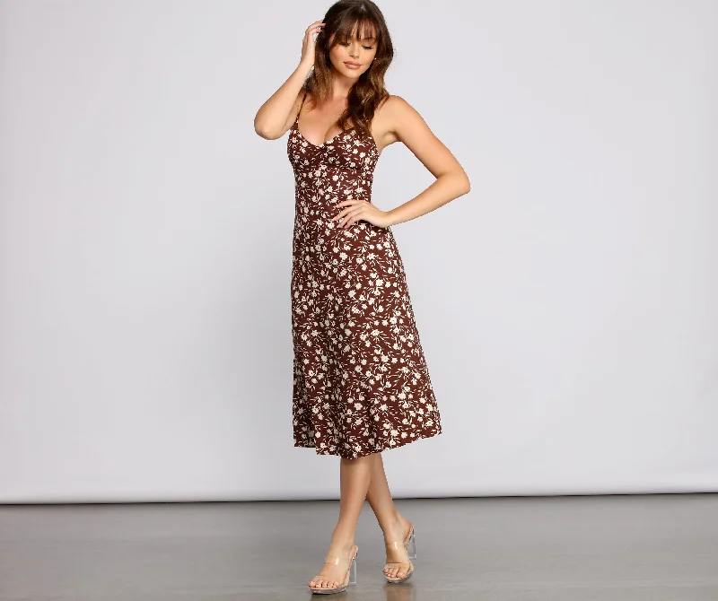 Floral Flair Woven Midi Dress