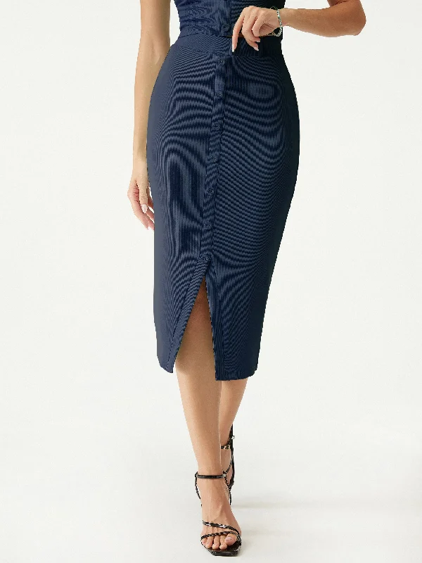 H-Line Vent Front Midi Skirt