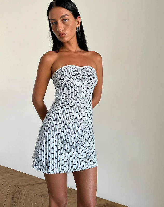 Javaya Bandeau Mini Dress in Floral Stripe