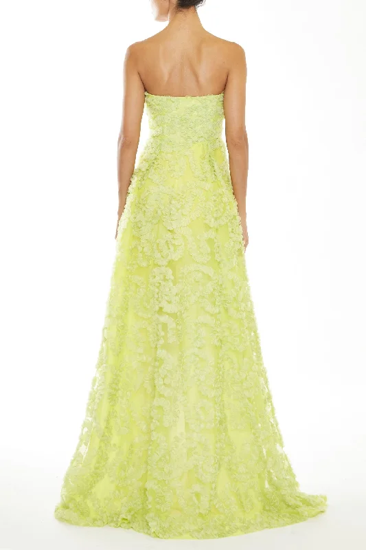 Eden Apple Green Applique Strapless Hi-Low Dress