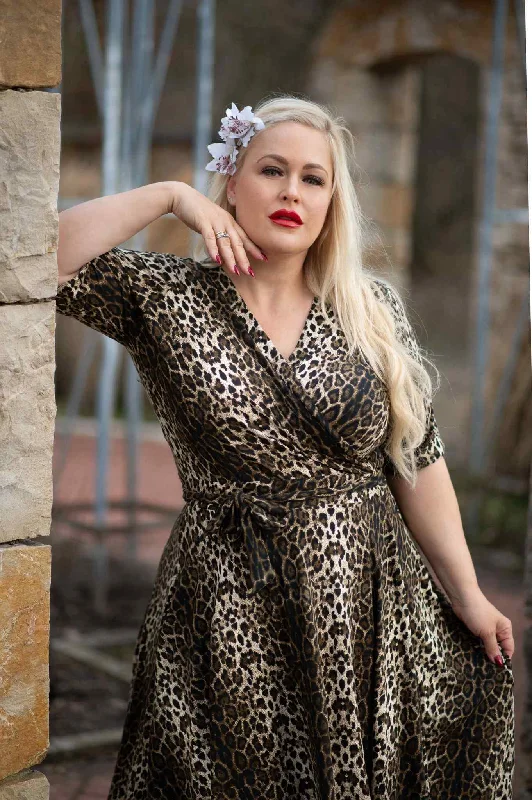 Matilda Retro Leopard Print Casual Wrap Dress