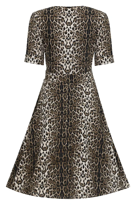 Matilda Retro Leopard Print Casual Wrap Dress