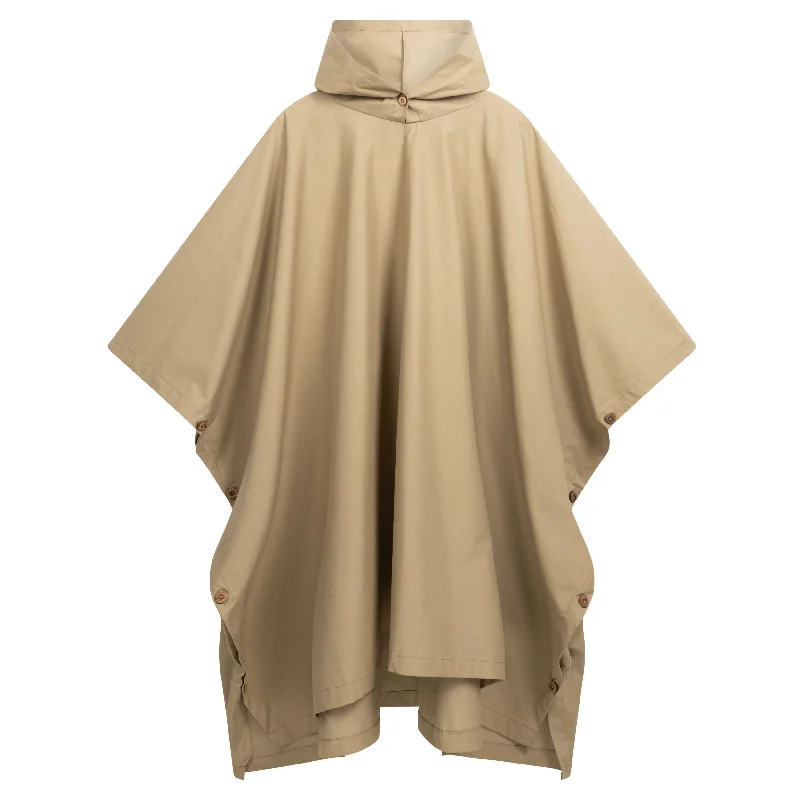 Long Hooded Rain Cape in Tan