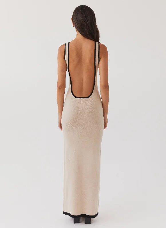 Lost In Paris Knit Maxi Dress - Tapioca