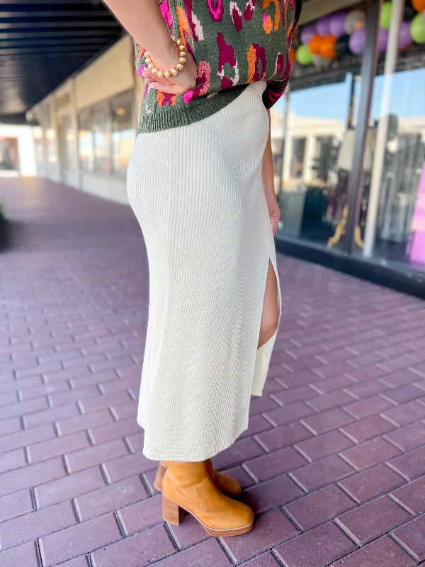 Lovely Moves Ribbed Wrap Sweater Midi Skirt