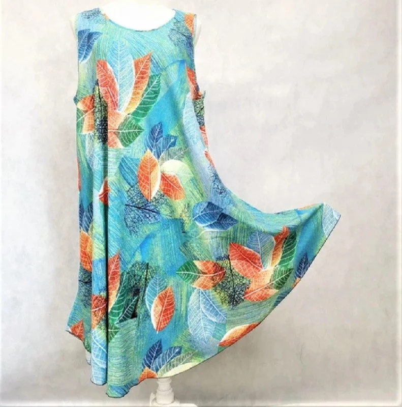 Maxi Dress Free Size Leaf Print