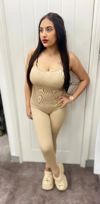 MIA BEIGE SLEEVELESS UNITARD