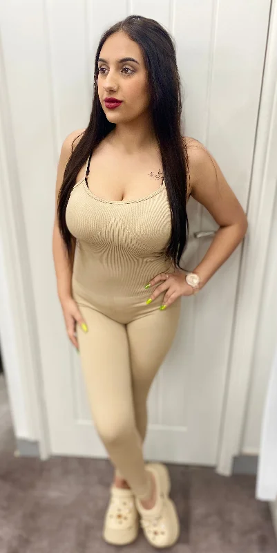 MIA BEIGE SLEEVELESS UNITARD