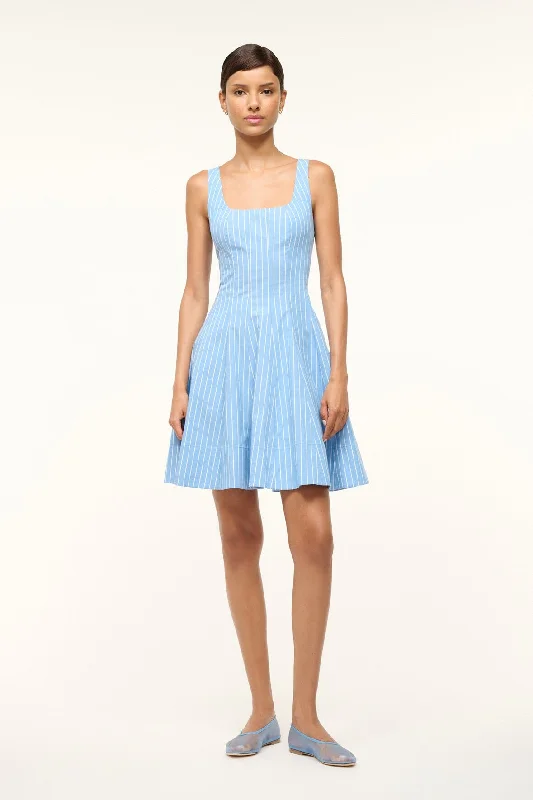 MINI WELLS DRESS | AZURE PINSTRIPE