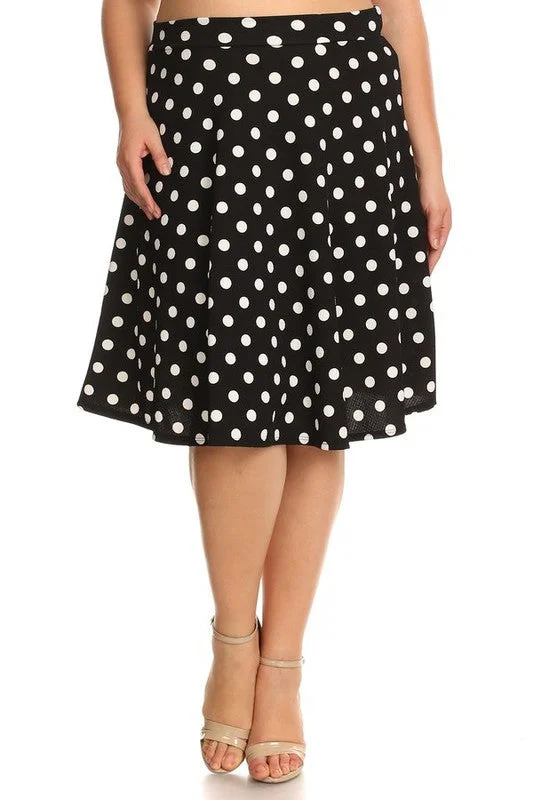 Plus Polka Dot Knee Length A-line Skirt