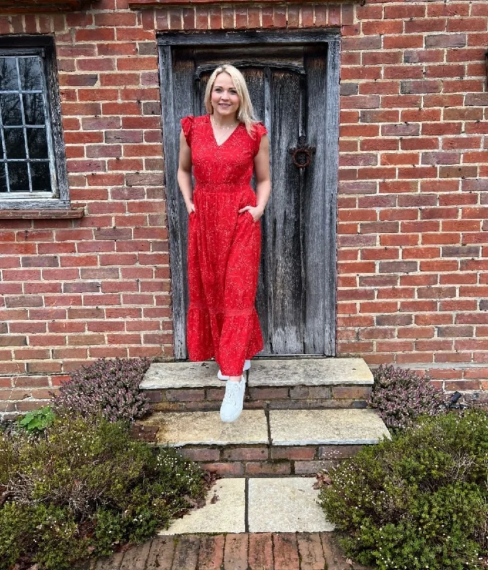 Red Print Maxi Dress