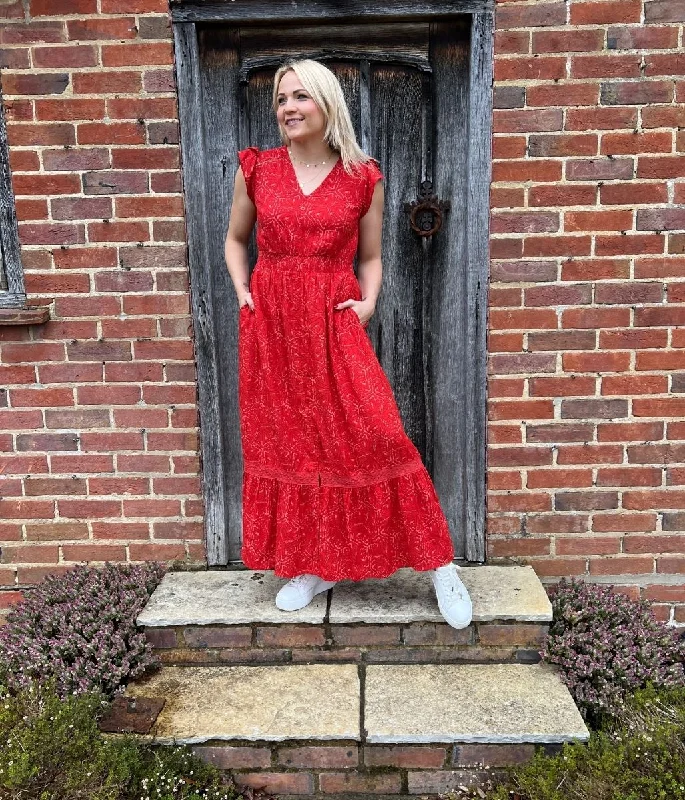 Red Print Maxi Dress