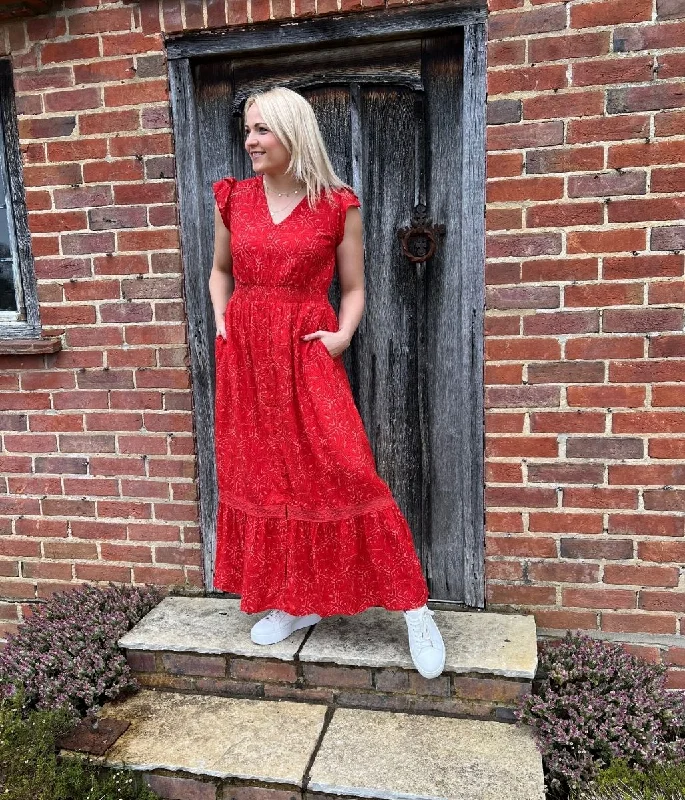 Red Print Maxi Dress