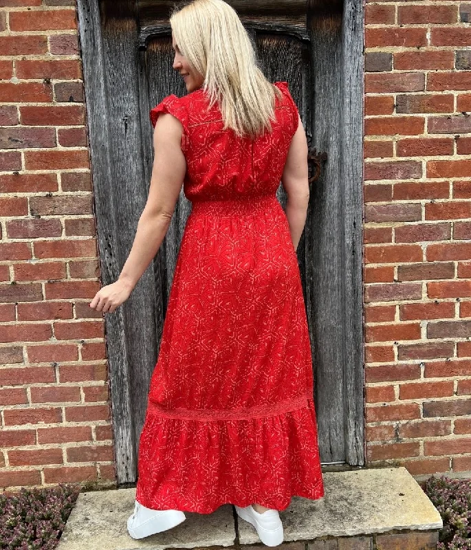 Red Print Maxi Dress