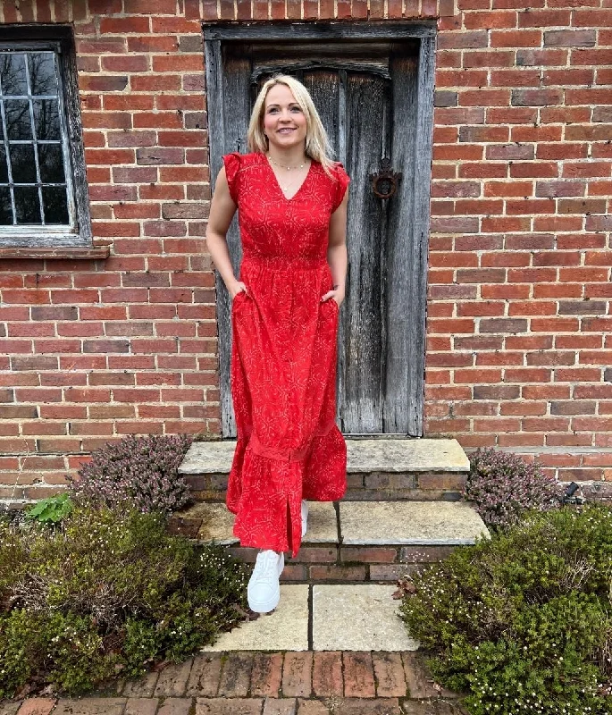 Red Print Maxi Dress