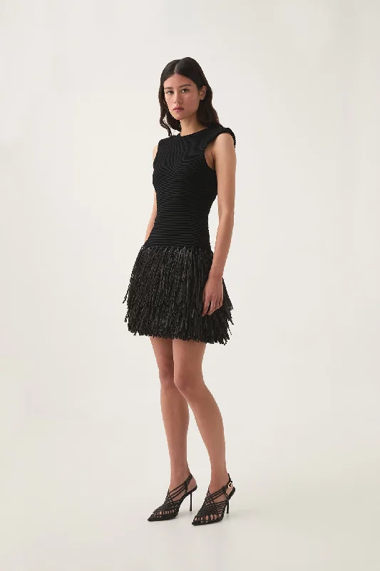 Rushes Raffia Knit Mini Dress