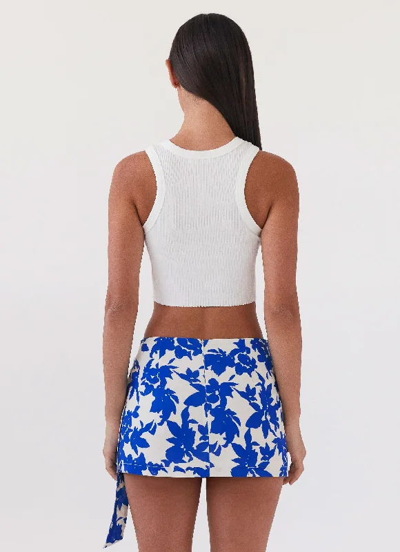 Steal Away Linen Wrap Skirt - Blue Floral