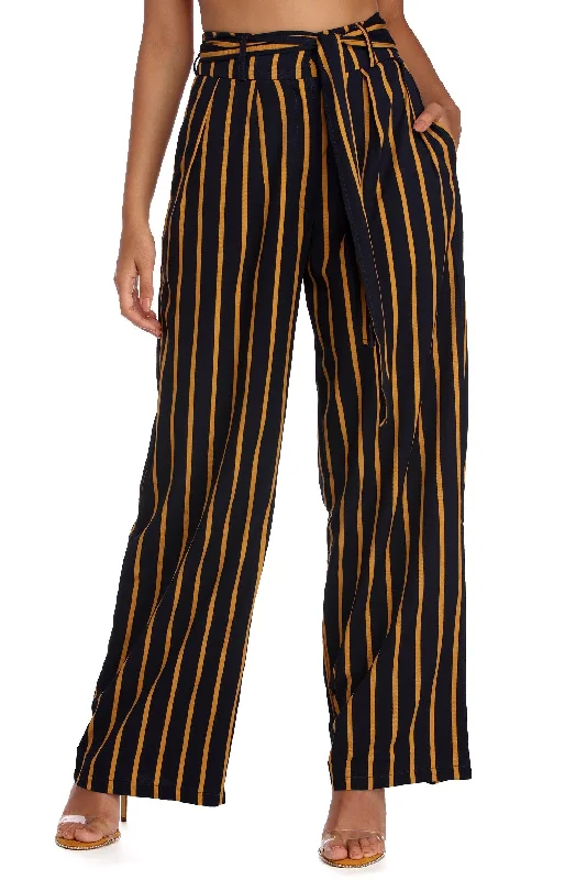 Step Out In Stripes Wide Leg Pants