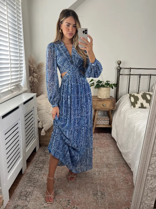 Tami Cut Out Maxi Dress / Blue Zebra