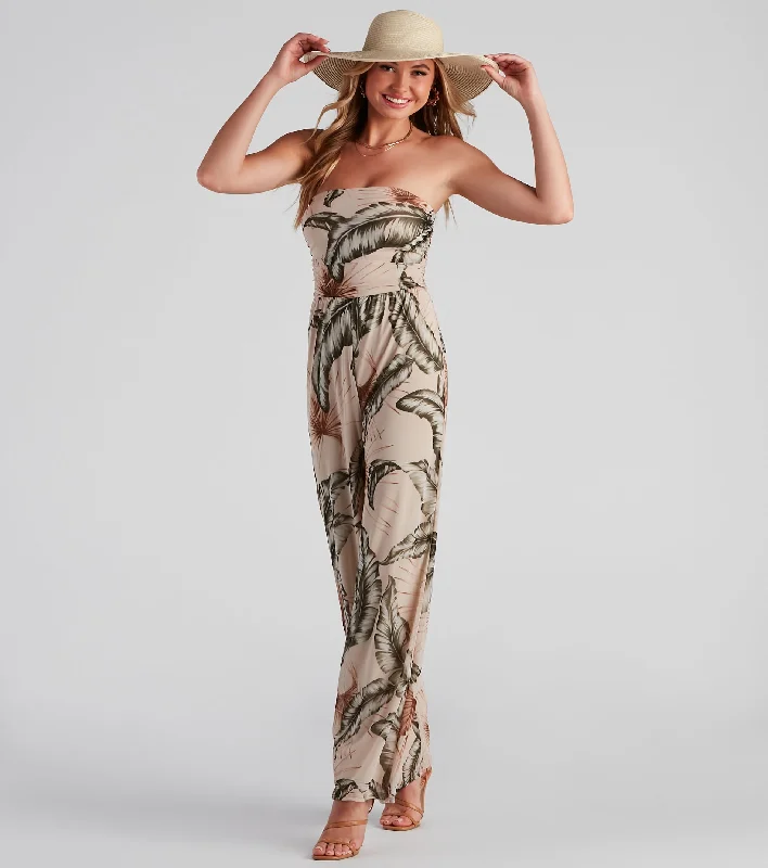 Tropical Toucan Strapless Jumpsuit