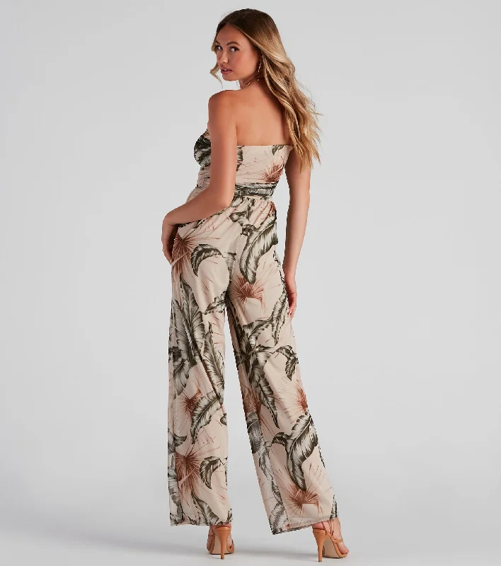 Tropical Toucan Strapless Jumpsuit