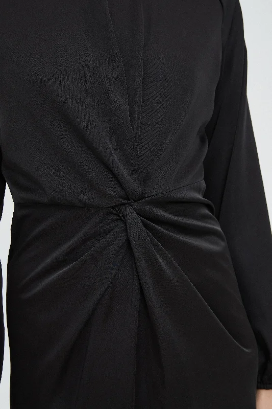 TWIST FRONT DRESS byMM - BLACK