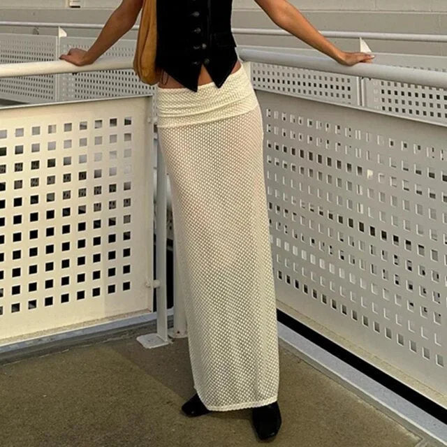 Chic Women Holiday Hollow Out Long Skirt