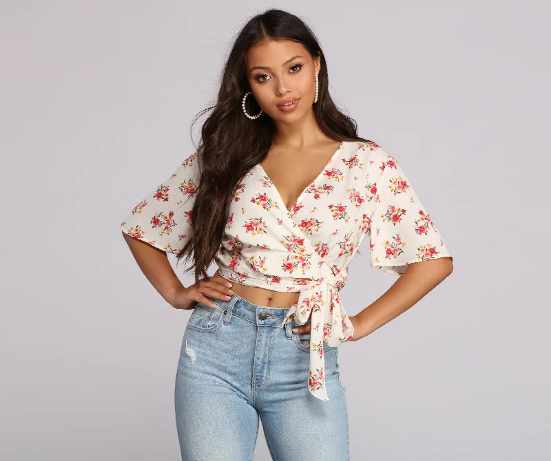 Wrapped In Florals Crop Top