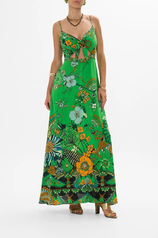 TIE FRONT CUT OUT MAXI DRESS GOOD VIBES GENERATION