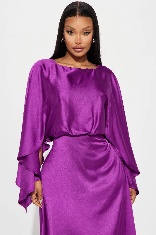 Angelina Satin Maxi Dress - Magenta