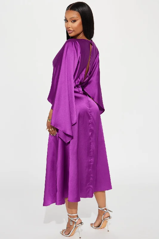 Angelina Satin Maxi Dress - Magenta