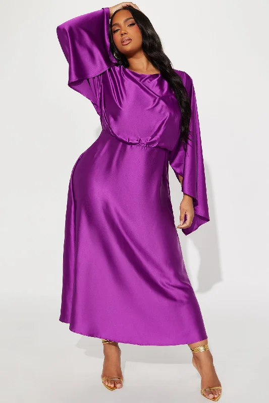 Angelina Satin Maxi Dress - Magenta